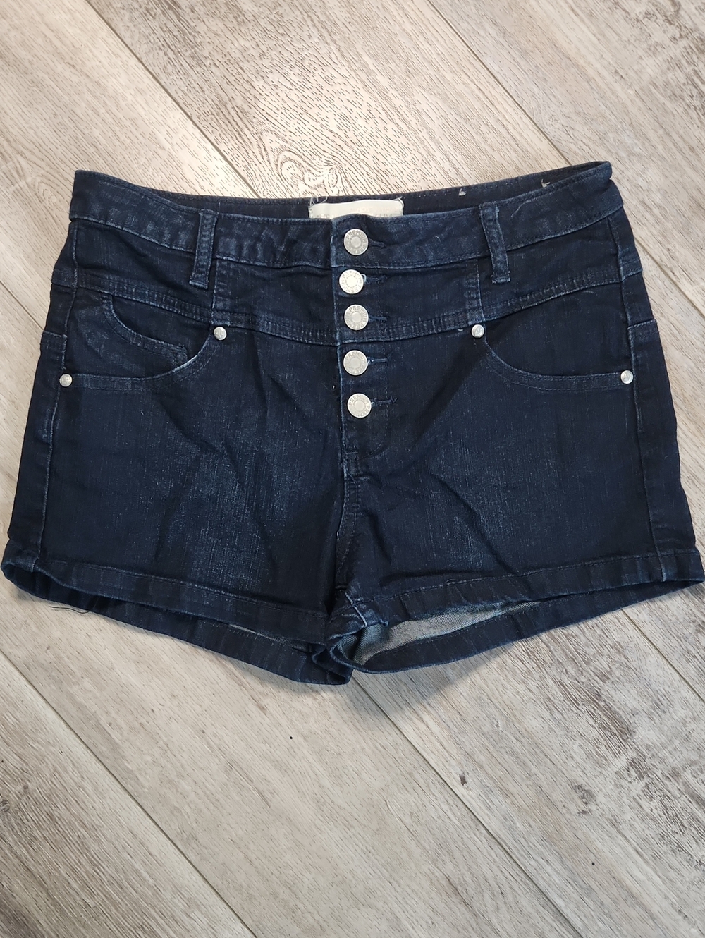 Almost Famous Dark Blue Denim Button-Front Shorts